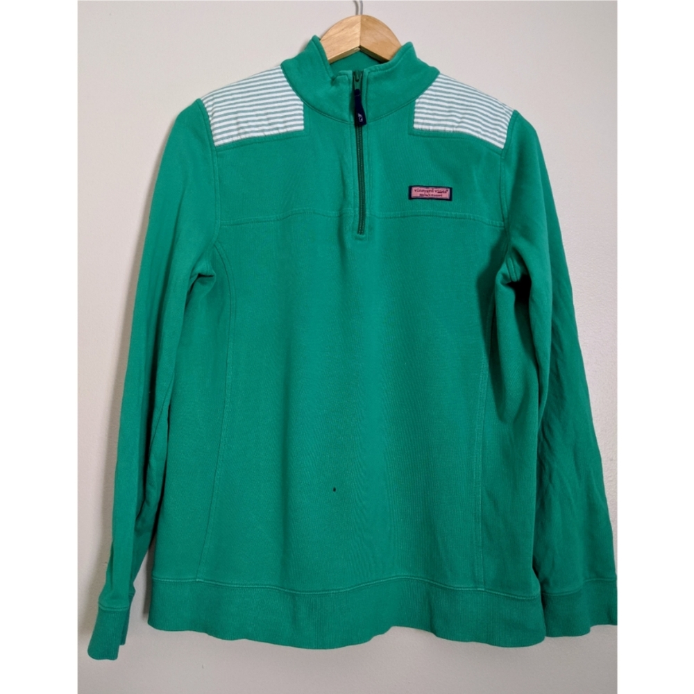 Vineyard Vines Green and Blue Stripe Shep Pullover